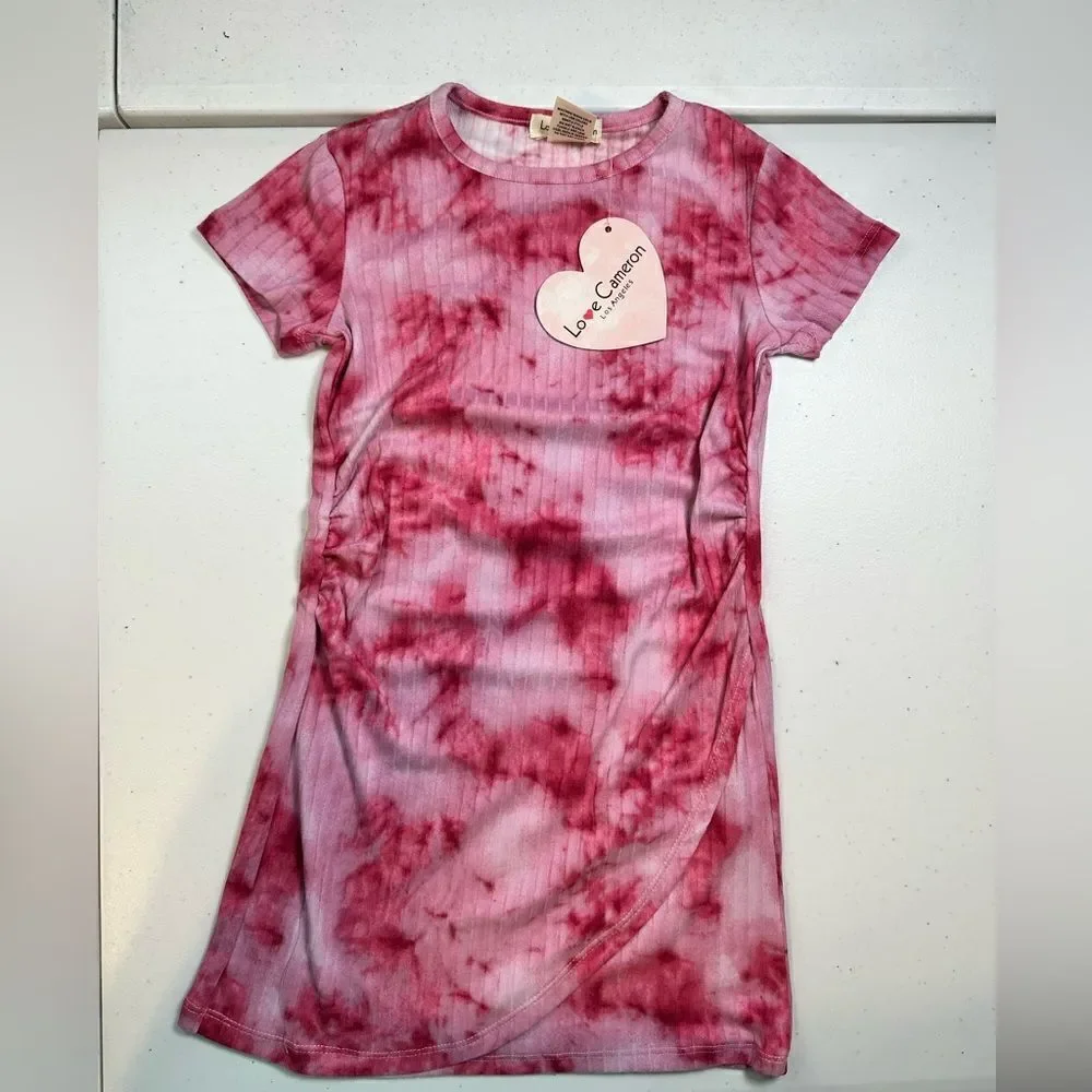 NWT Youth Girls 2 Dresses Green & Pink Tie Dye A Size 5/6